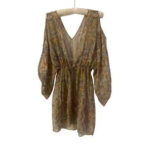 LAZUL bikinis cover up 100% silk animal print pastel-ish colors stunning piece S